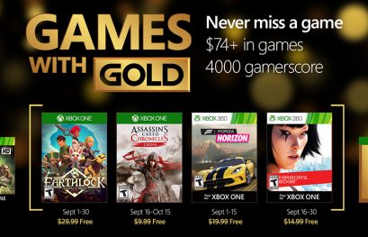 Games with Gold : les jeux de septembre sur Xbox One et Xbox 360