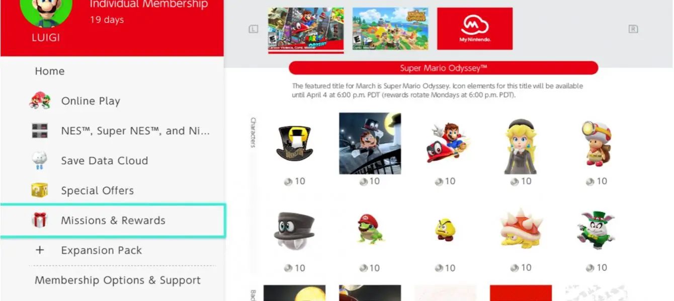 Nintendo Switch Online - Des récompenses et des missions exclusives pour les abonnées au service